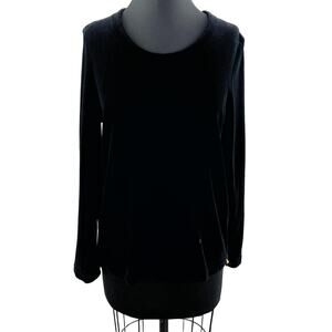 SONIA RYKIEL Paris Black Velvet Top Cotton Side Zipper Round Neck Size Medium M